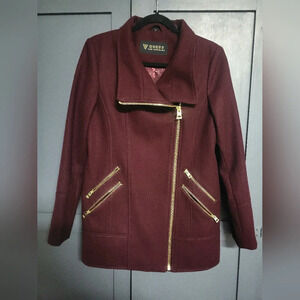 Guess - Wool Coat - NWOT - Size M, Wine Color